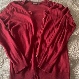 Burgundy New York & Co. Jeweled Cardigan